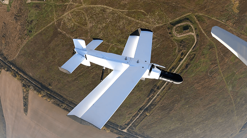 Fixed-wing kamikaze drone armed with an Aerial Bomb 81 mm.