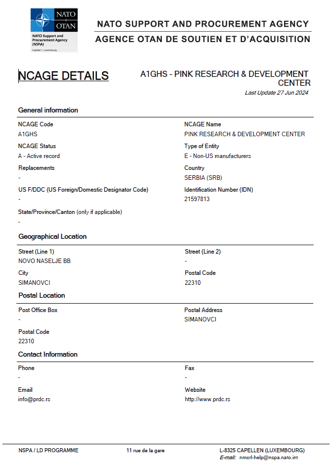 PR-DC NATO NCAGE Details